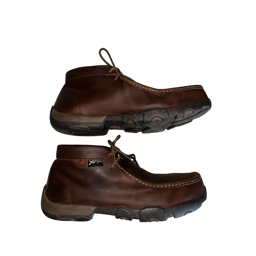 Twisted X Mens Brown Leather Driving Mocs Lace Up Steel Toe Chukka Boot MDMSM01